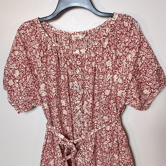 NEW Faherty Carmel floral button front self belt tie dress Spice Sunrise Floral - Picture 6 of 16